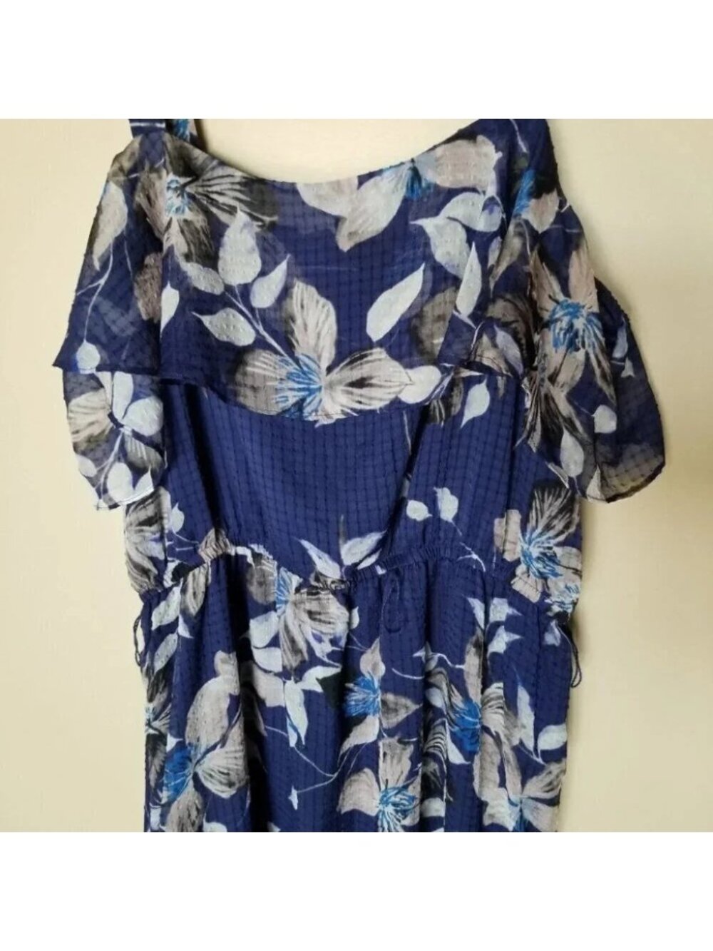Eliza J Blue Floral Ruffle Midi Dress 14 - Picture 12 of 15